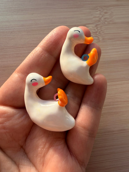 Large White Duck Keychain