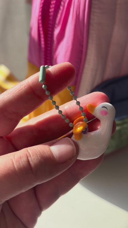 Large White Duck Keychain